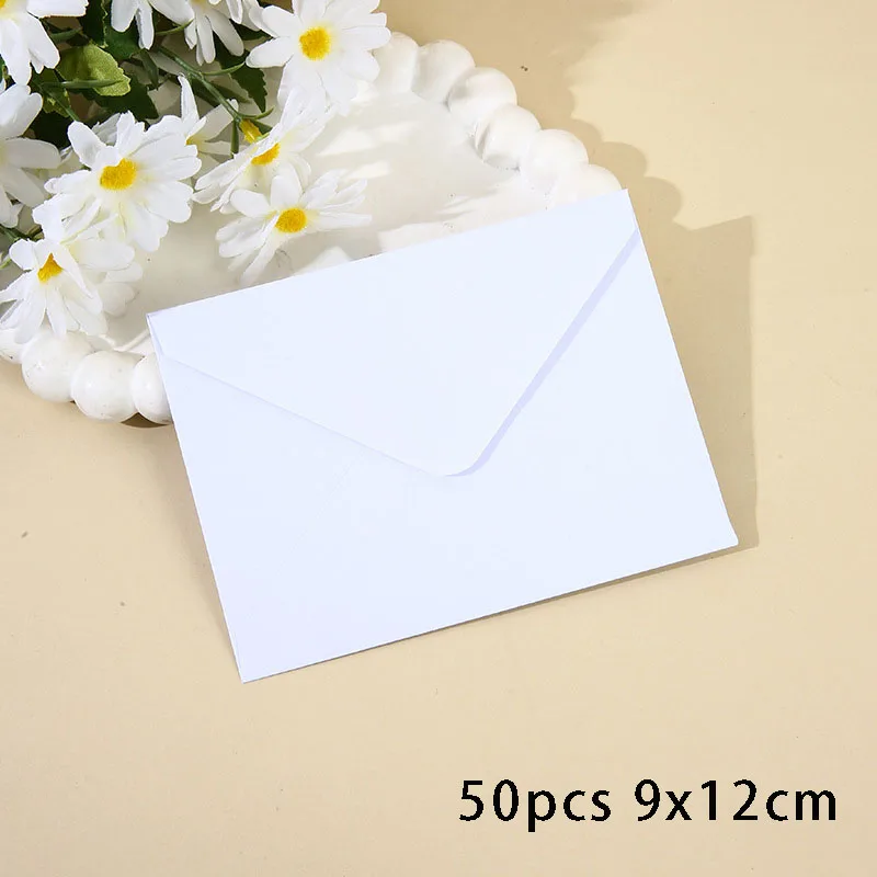 50pcs White Envelope 120g Kraft Paper Postcards for Wedding Invitation Envelopes Business Supplies Stationery Storage
