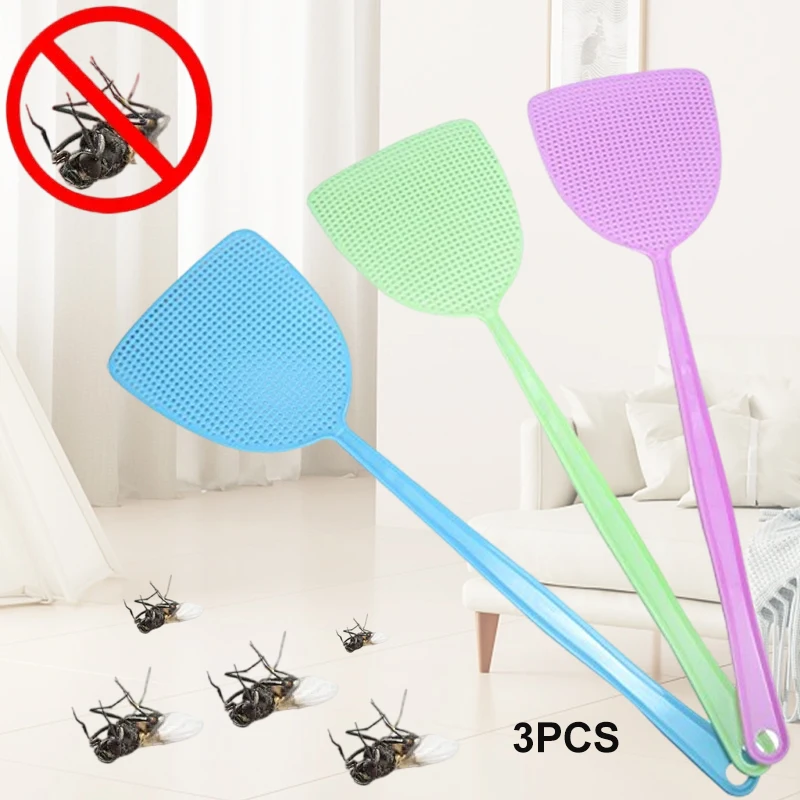 Fly Swatter Manual Swat Pest Control with 17.5'' Long Handle 3-pack fly swatter