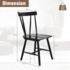 Set of 4 Windsor Chairs, Rubber Wood Dining Chairs with Spindle Back, Wide Seats, Anti-Slip Foot Pads, Max Load 330 Lbs, Armless 3