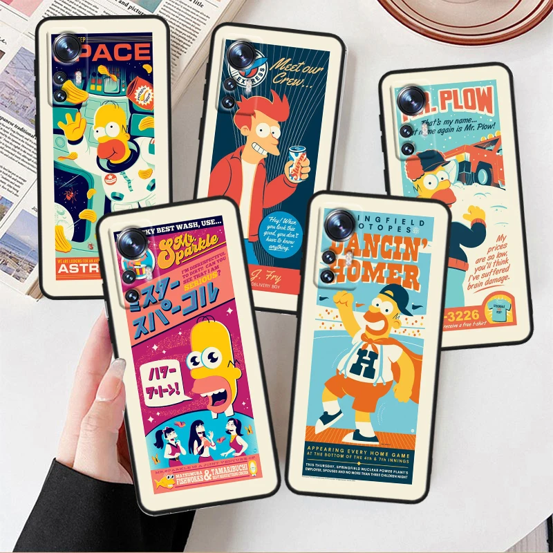 Cartoon Cute Simpsons Per Xiaomi Mi 13 12T 12S 12X 11I 11X 11T Play Hypercharge Lite Ultra Pro Custodia Morbida Nera Per Telefono