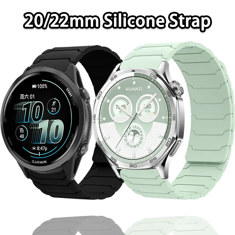 Magnetic Silicone Watchband Bracelet - Versatile 46mm Wristband
