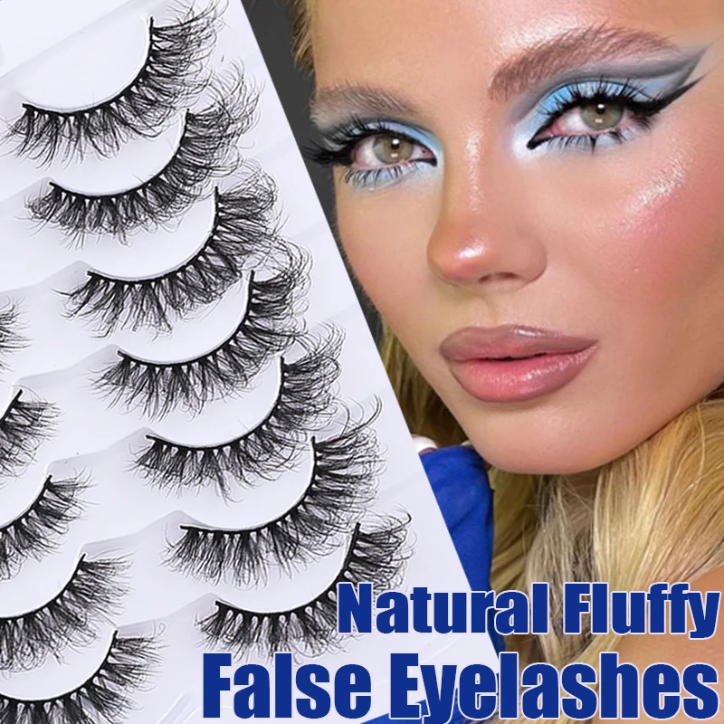 

7 Pairs 3D False Eyelashes Soft Natural Wispy Fluffy False Eyelashes with Thick False Eyelash Extensions Reusable Makeup Lashes