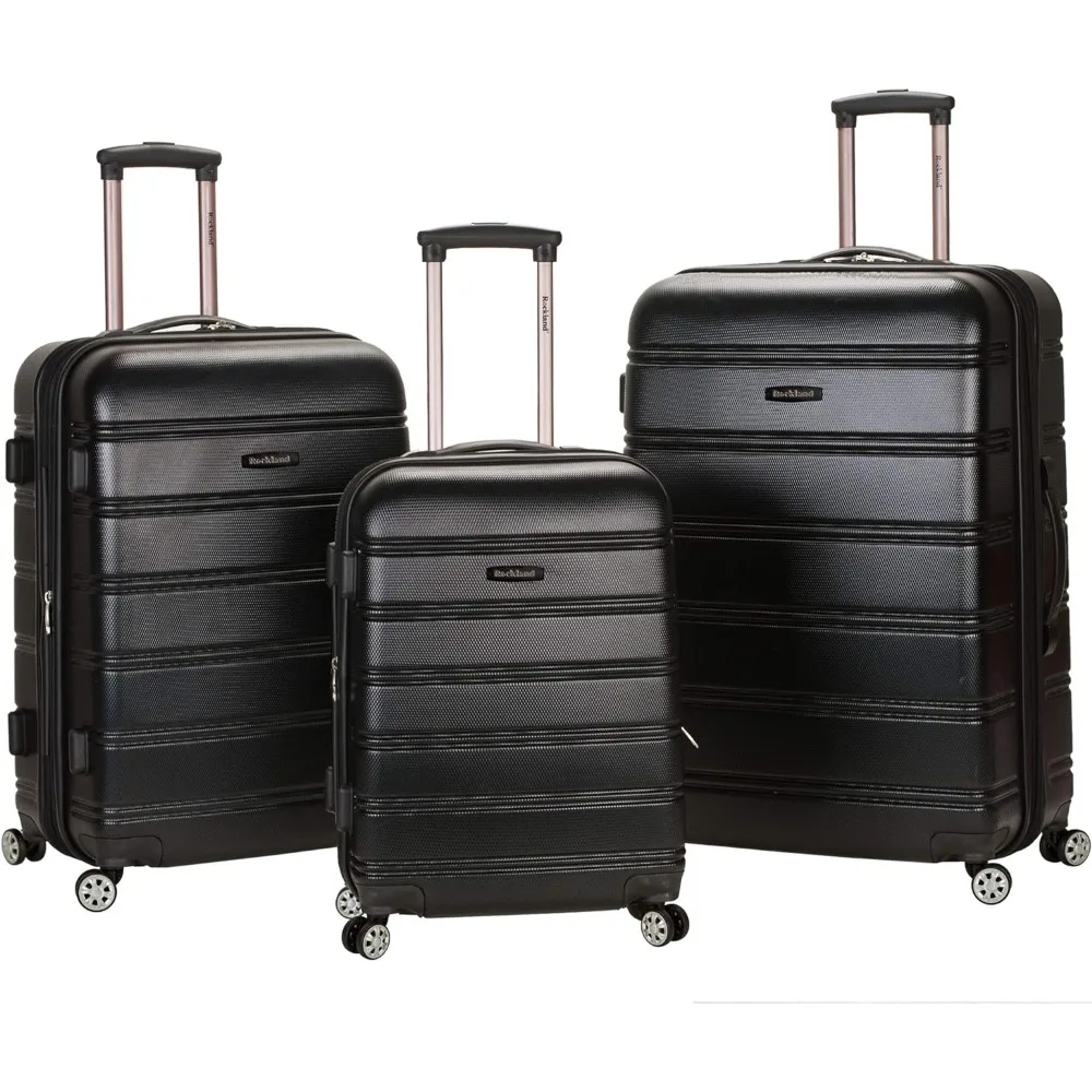 

Rockland Melbourne Hardside Expandable Spinner Wheel Luggage, Black, 3-Piece Set (20/24/28)