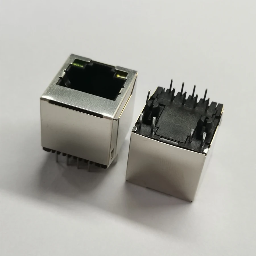Escudo de Aço Rj45 8p8c Jack Conector com Led 180 Graus Vertical-tipo Rede Internet Modular 20 Peças Lote