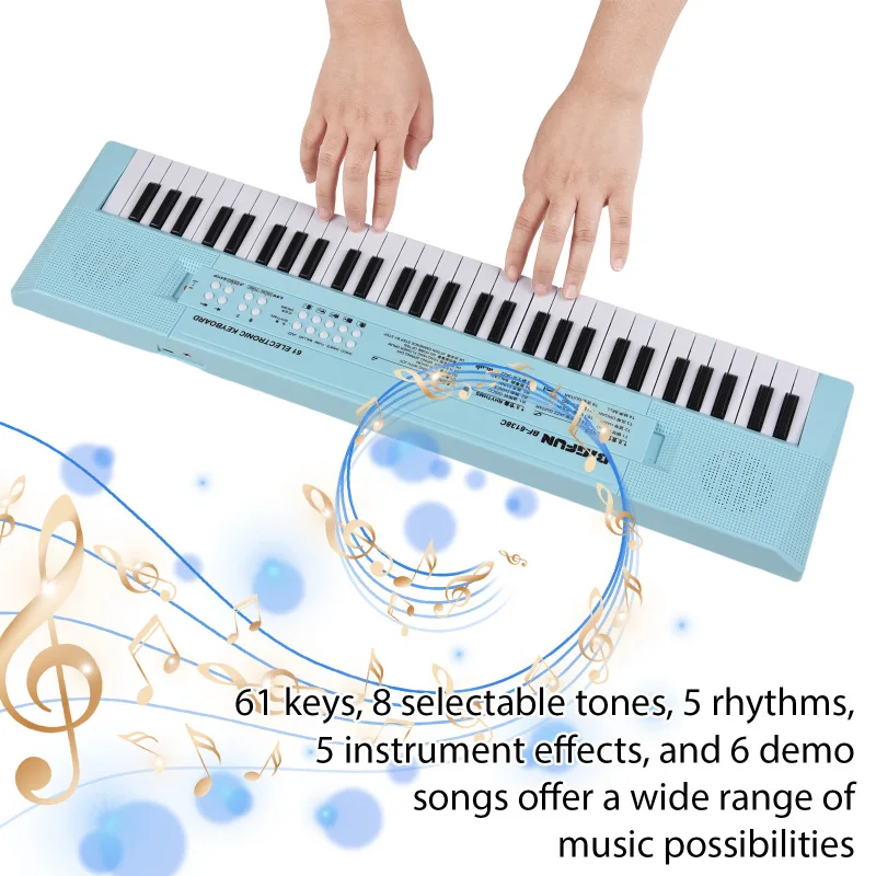61 Key Electronic Keyboard Piano Musical Instrument with Microphone Dual Power Mode Music Piano Keyboard 6 Demonstration Songs