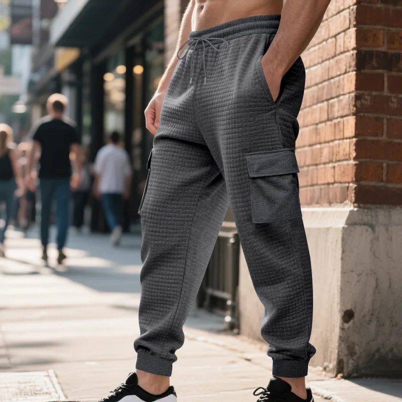 Men Elastic Waist Cargo Pants Casual Sweatpants