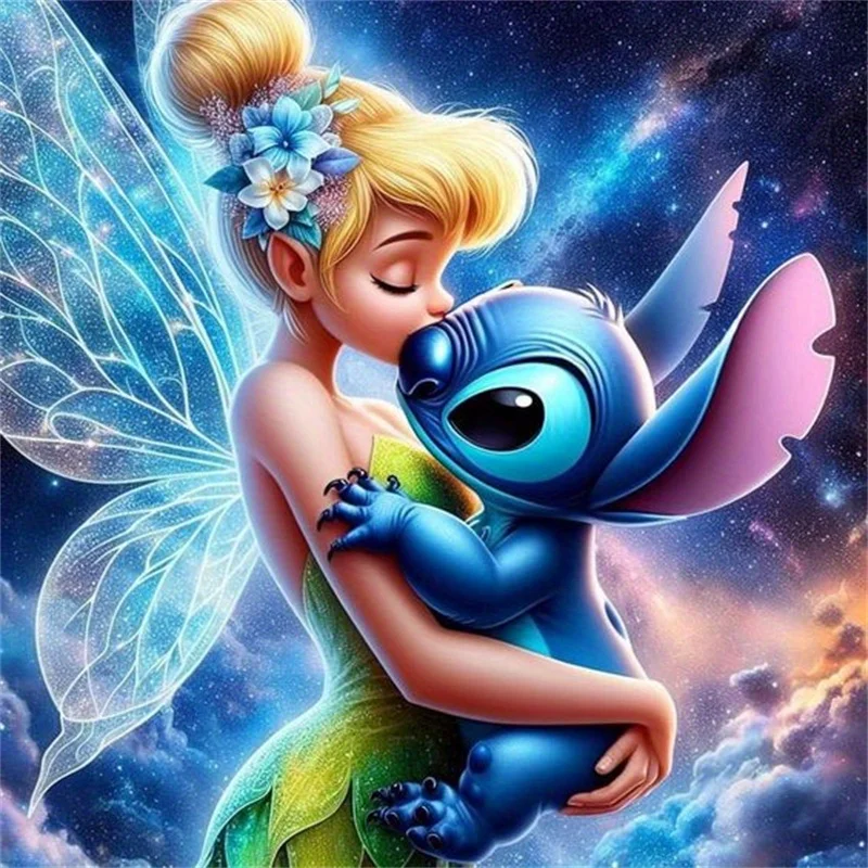 

5D DIY Diamond Art Painting Kit Featuring Stitch And The Fairy Princess A Perfect Gift For Room And Home Decoration