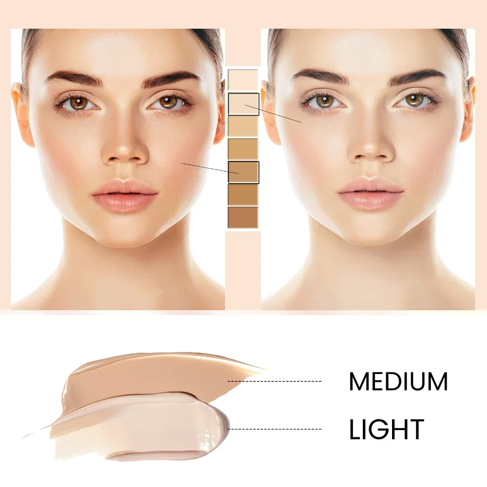 30ML CC Cream Natural Concealer Liquid Foundation Waterproof Long Lasting Isolation BB Cream Brightening Oil-control Base Makeup 5