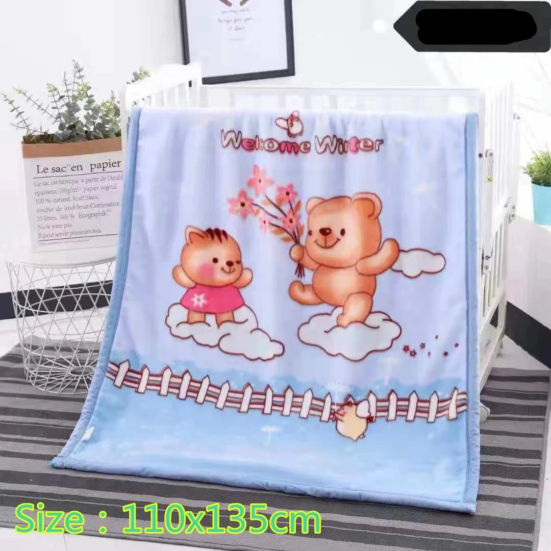 New Children's Blanket For Newborn Baby Sleep Thicken Double Layer Baby Swaddle Comfortable Cartoon Bedding Blankets Quilts 2