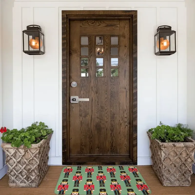 Nutcracker Doll Front Door Mat Anti-Slip Absorbent Cartoon Christmas Soldier Toy Doormat Kitchen Balcony Rug Entrance Carpet
