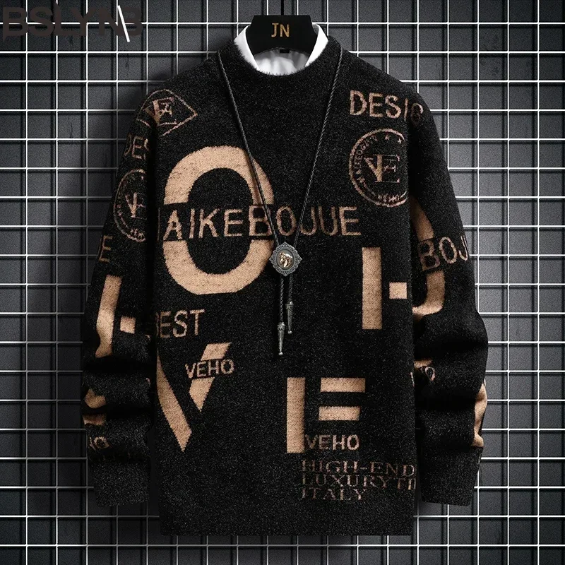 

2024 New Fashion Brand Men's Cashmere Sweater Pullover Print Design Warm Stylish Sweaters Clothing Vintage Sweater Sweater Men
