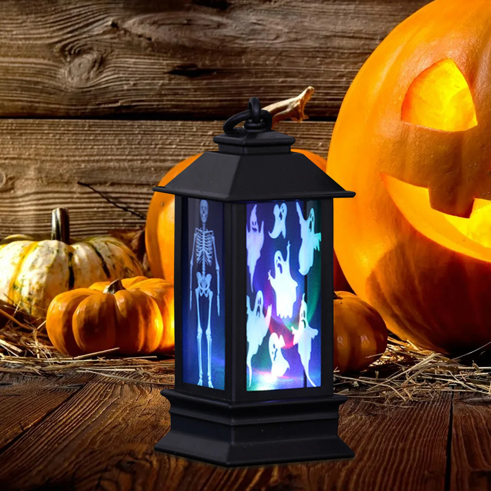 Petites Lanternes Portables D'halloween, Lampe LED, Chauve-souris, Citrouille, Crâne, Décoration Pour Arbre De Jardin Intérieur Et Extérieur