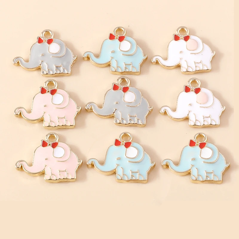 Leslie 10 Stück Emaille-Elefant-Charms-Anhänger für Armbänder, Ohrringe, handgefertigte Schmuckstücke, DIY-Halskettenherstellung, Zubehör