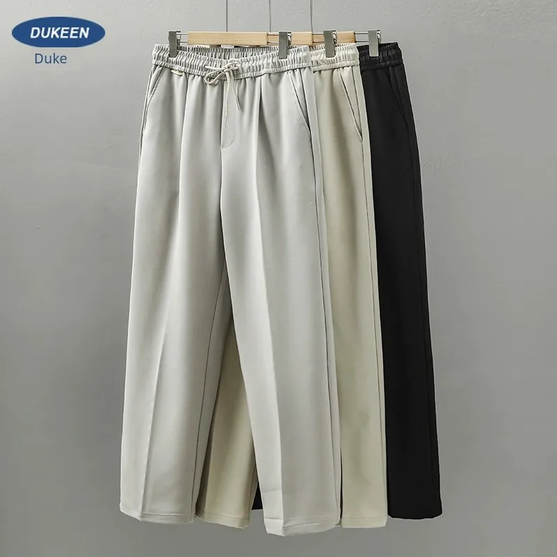 

EN American Style Straight Casual Spring/Summer Gray Wide Leg Men's Long Pants, DrapeD Feeling, Trendy Brand Trousers