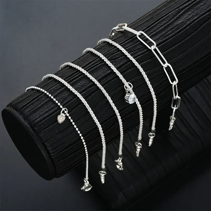 6Pcs 925 Sterling Silver Rhinestone Bracelets for Women