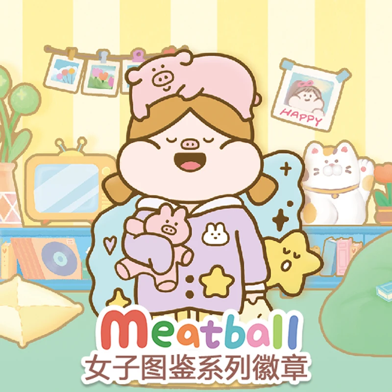 

Meatball Amazing Girls Pictorial Badge Blind Box Toys Tide Play Kawaii Decoration Metal Jewelry Brooch Ornament Birthday Gift
