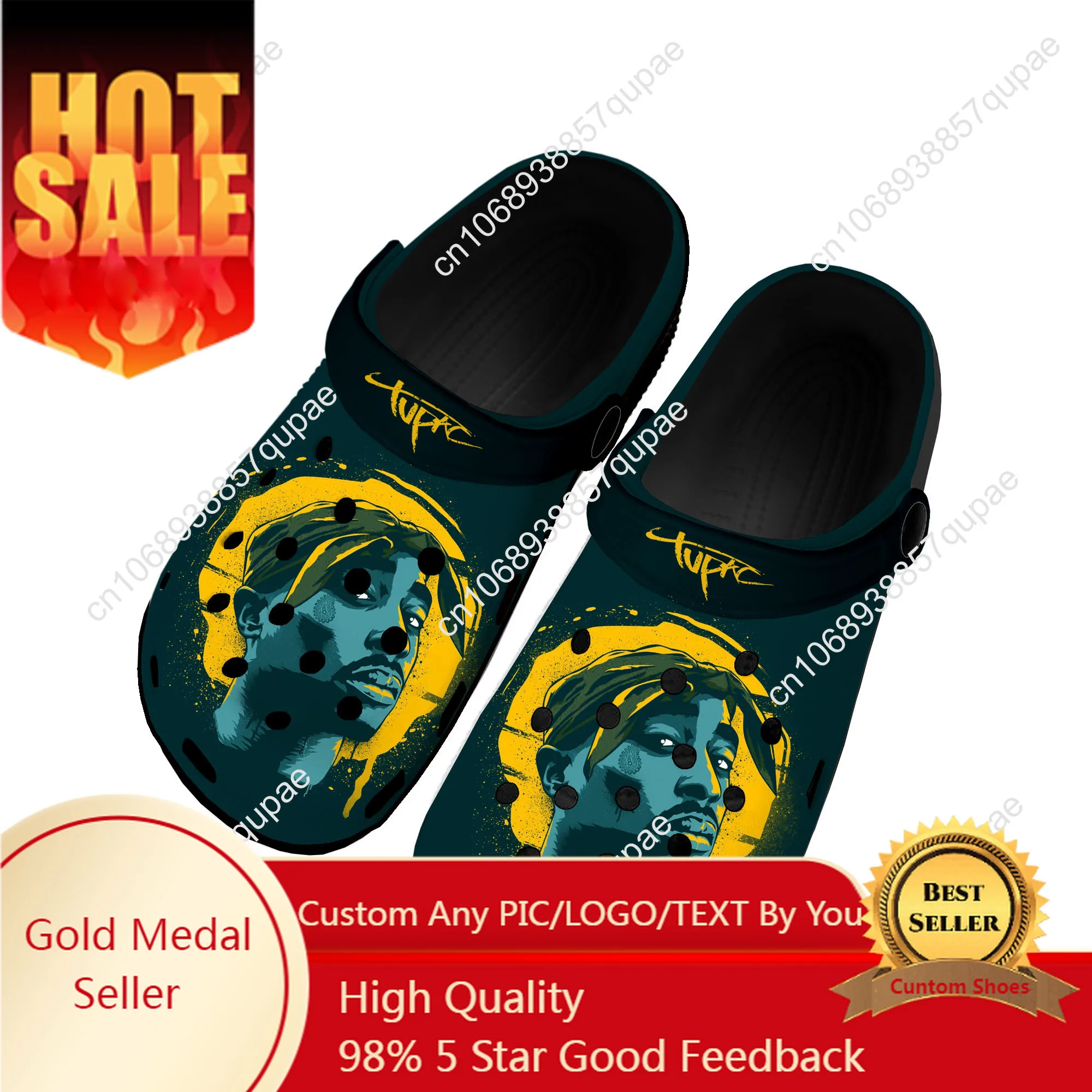 

Rap 2Pac Tupac All Eyez on Me Home Clogs Custom Water Shoes Mens Womens Teenager Shoe 3D Print Garden Clog Beach Hole Slippers