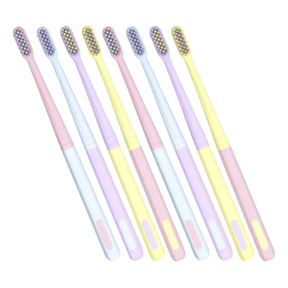 8Pcs 부드러운 강모 성인 칫솔 일본식 마카롱 색상 딥 클리닝 휴대용 구강 관..