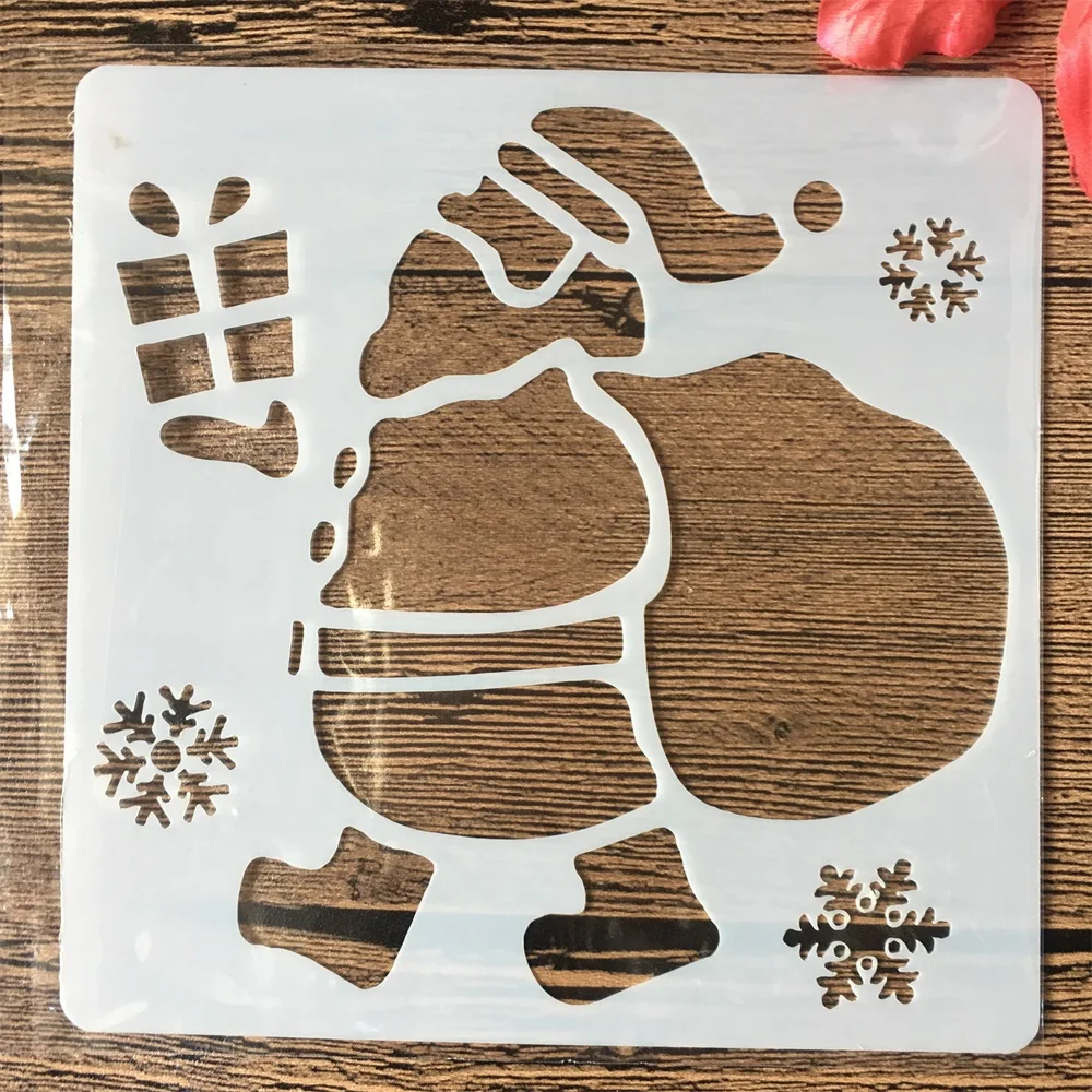 7Pcs 13cm Christmas Santa Clause Snowman DIY Layering Stencils Painting Scrapbook Coloring Embossing Album Decorative Template