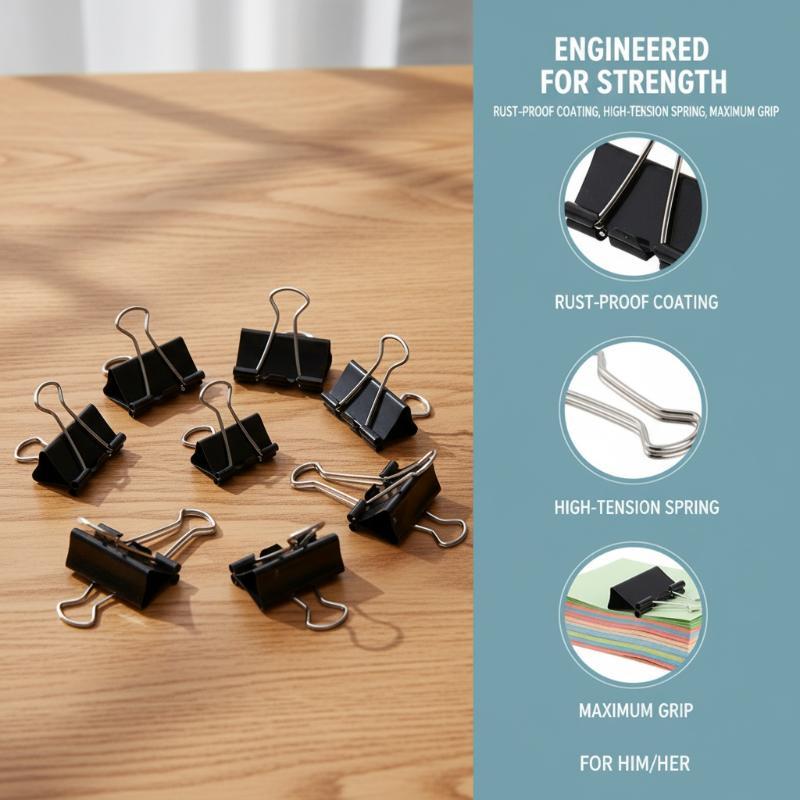 10 Pcs 19 25 32 Mm Black Metal Binder Clips Notes Letter Paper Clip Binding Securing Financial Invoice Clip