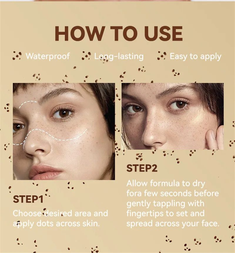 Description Picture 6 of item1PC Natural Lifelike Freckle Pen Waterproof Concealer Dot Spot Pen 3D Freckle Stamp Easy To Apply Lasting Makep Tool Cosmetic
