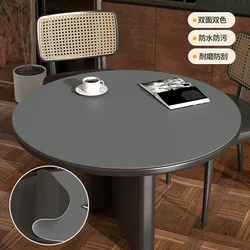 Round Waterproof & Oil - Proof PU Leather Tablecloth - Light Luxury, Double - Sided Solid Color Dining Mat - Diameter 60cm (Dark Gray Black)