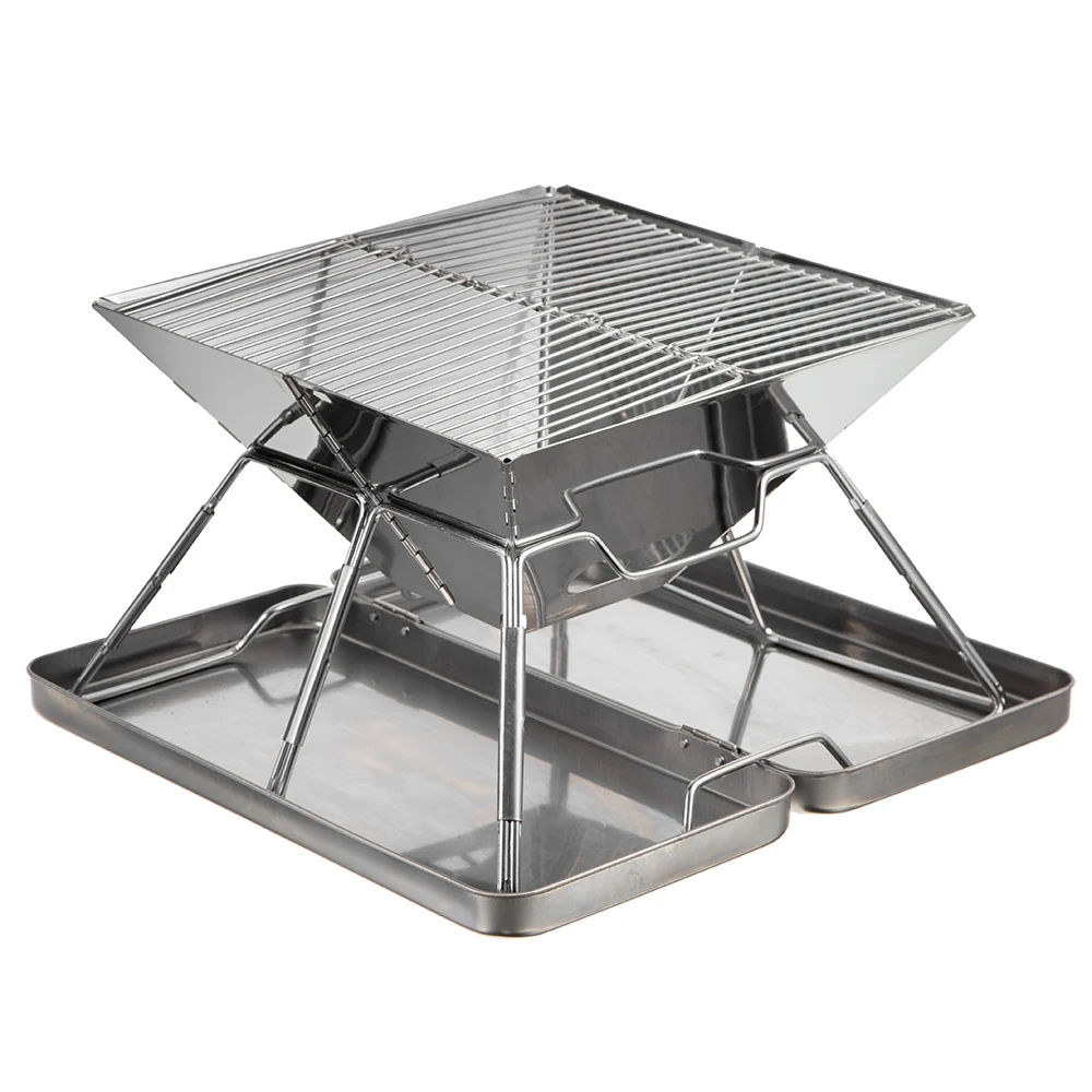 

Portable Camping Wood Stove Stainless Steel Folding BBQ Grill Firewood Stove Camping Burning Fire Table 아웃도어 접이식 화로대
