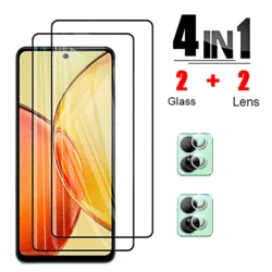 6 - in - 1 Tempered Glass Screen and Camera Protector Set for vivo Y51 (2pcs black 2pcs lens)