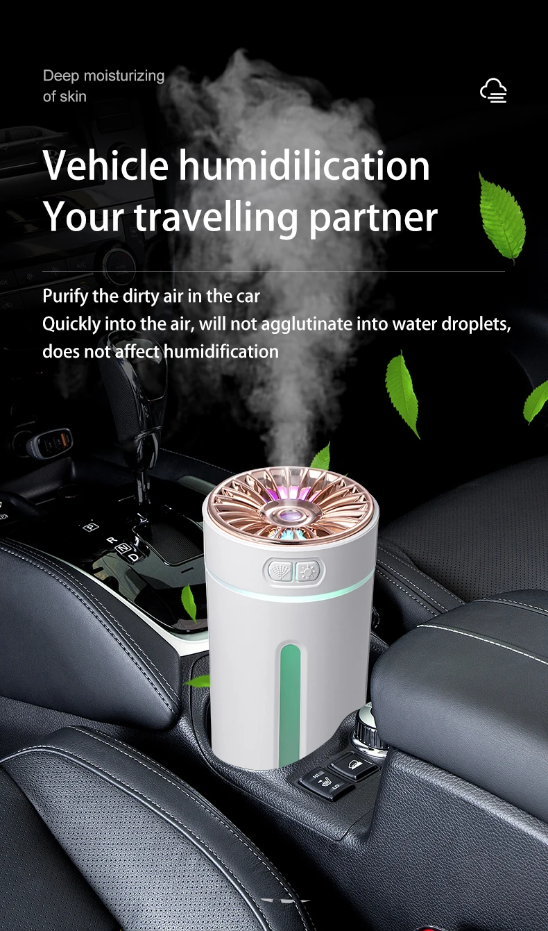 S60d99f5ecfa84789a2cbfd1f116fb0243 Wireless Car Air Humidifier Portable 300ML USB Diffuser Mist Maker for Home Bedroom with RGB LED Colorful Lights