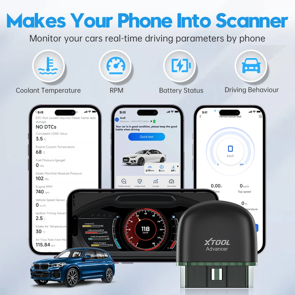 Obd2 Scanner XTOOL Advancer AD20Pro Bluetooth OBD2 Diagnostic Tool Full System Oil Reset OBD 2 Scanner Fault Code Reader Lifetime Free Update