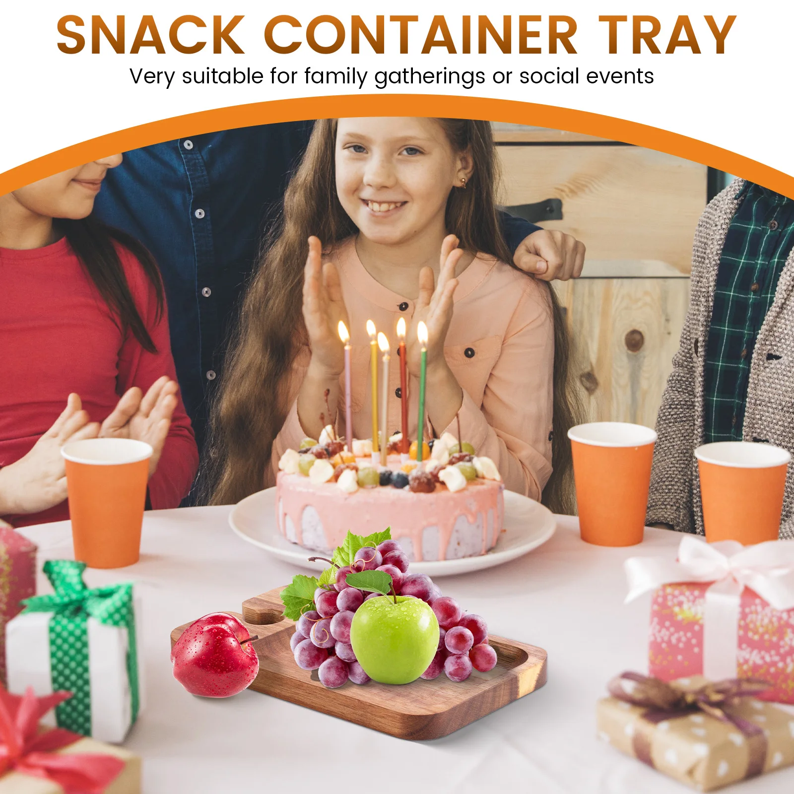 2/6Pcs Wine Appetizer Plates Wood Serving Platter with Glass Holder Fruit Snacks Sushi Food Wood Serving Plates Kitchen Tools