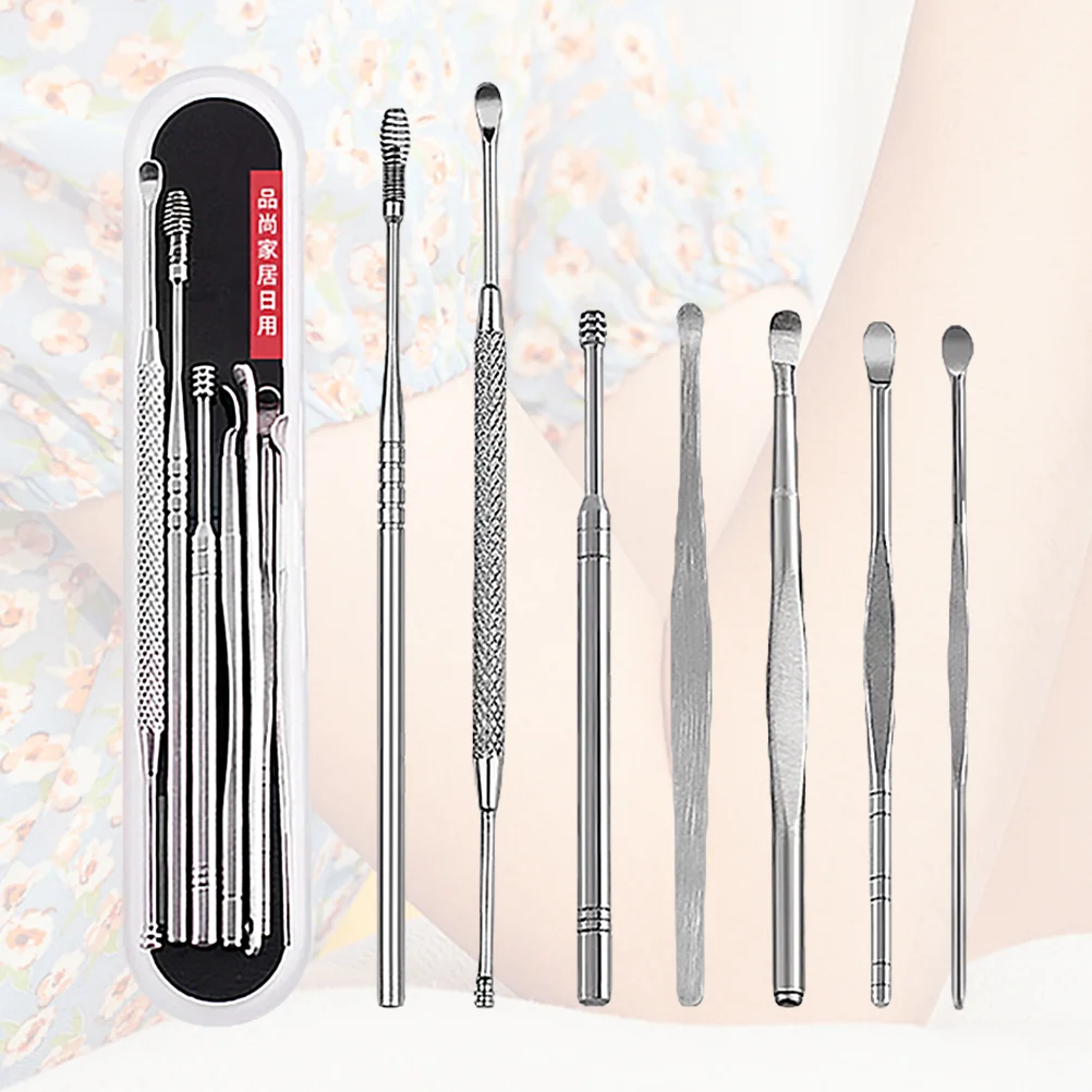 7PCS Ear Tool Sets Ear Pick Ear Wax Removal Tools Ear Spoon Ear Scraper Ear Cleaning Tools for Men Kids ( Silver ) Earwax 3