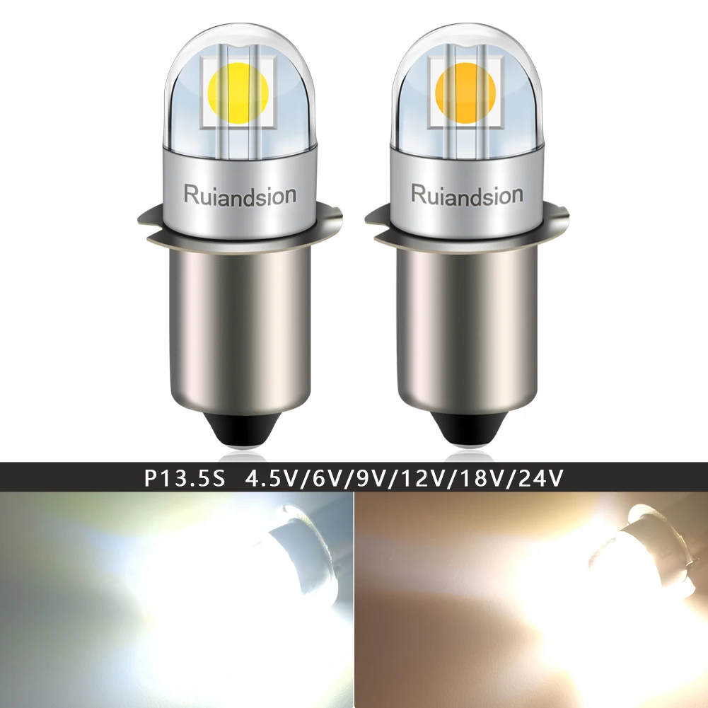 4x P13.5S LED Upgrade Bulb Warm White Yellow 3V 4.5V 6V 9V 12V 18V 24V Maglietti Flashlight Replace Bulb Flashlight Work Lamp