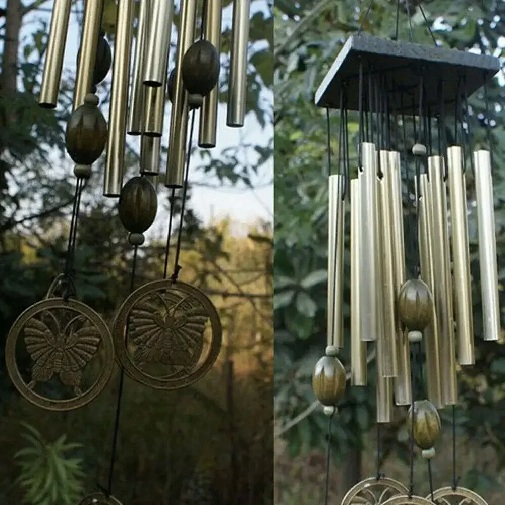 1pcs Large Wind Chimes Bell Stainless Butterfly 12 Tube Outdoor Windchime Garden Yard Balcony Corridor Decoration Birthday Gifts 2