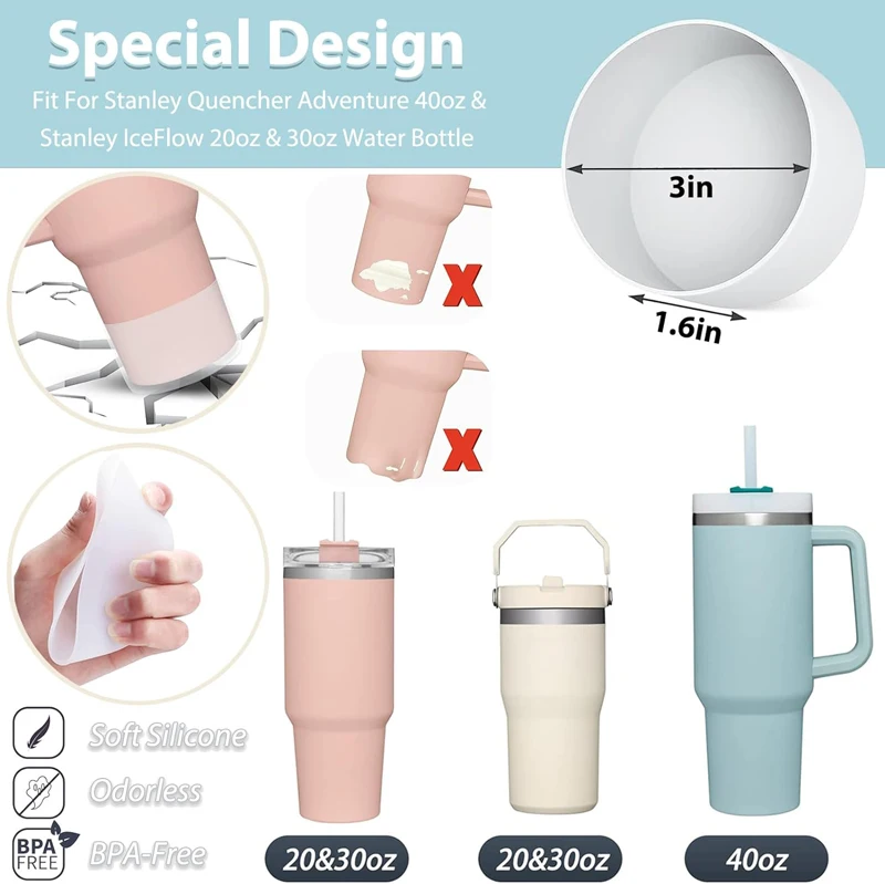 9pcs Silicone Spill Proof Stopper Set Stanley Cup 6pcs Silicone Spill Proof Stopper 2pcs Straw Cover Cap 1pcs Boot cup accessories set