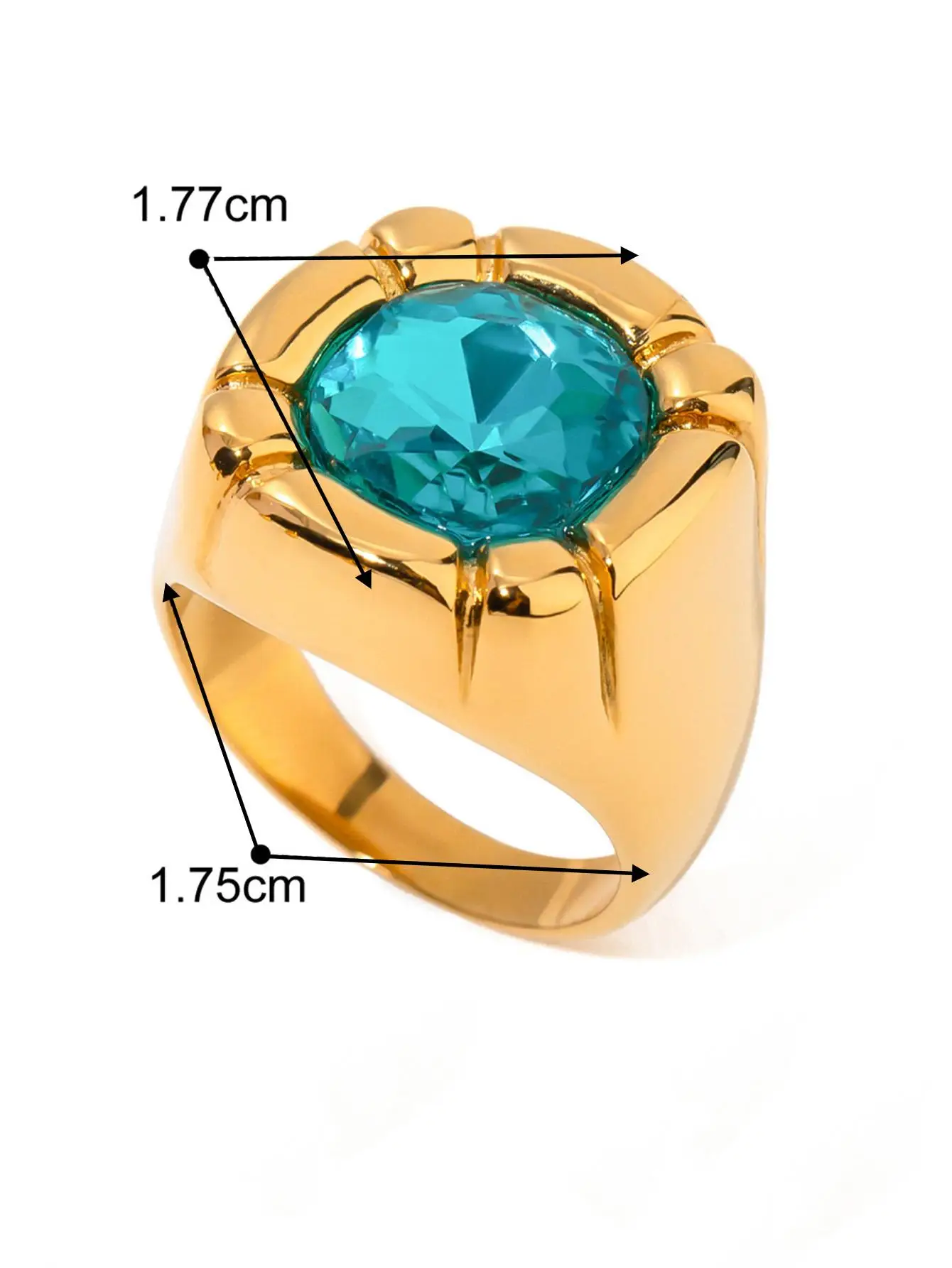 Mehrfarbige Stilvolle Abgerundete Quadratische Zirkon-Ringe 18K Vergoldete Edelstahl-Ringe Damen Täglicher Wasserfester Schmuck Geschenk 2026 – Detail 4
