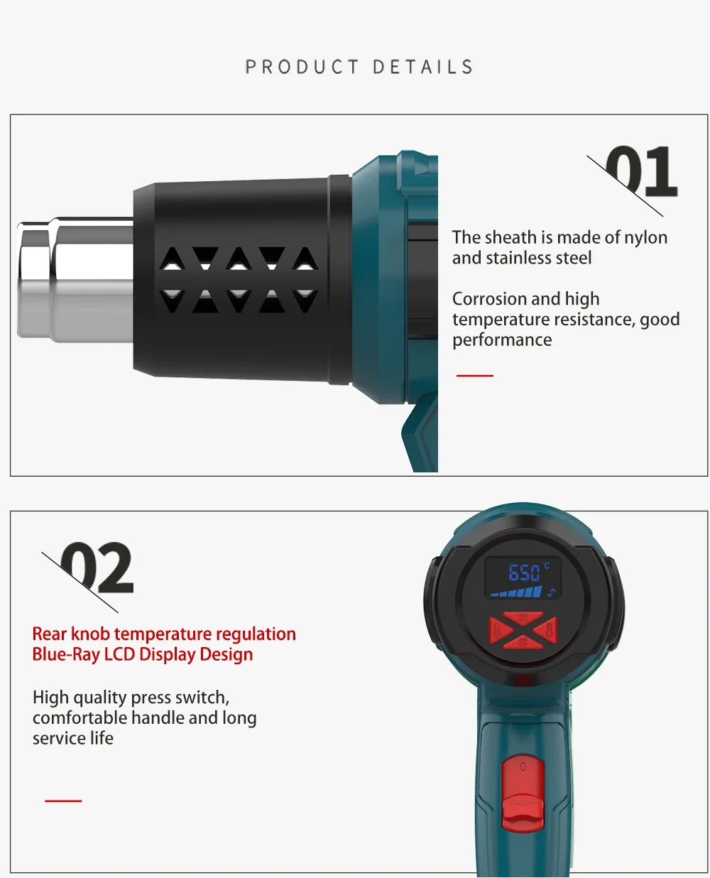 Hot Air Gun Heat Gun Mini Hot Air Gun 2000W 220V EU Industrial Electric Thermoregulator Shrink Wrapping