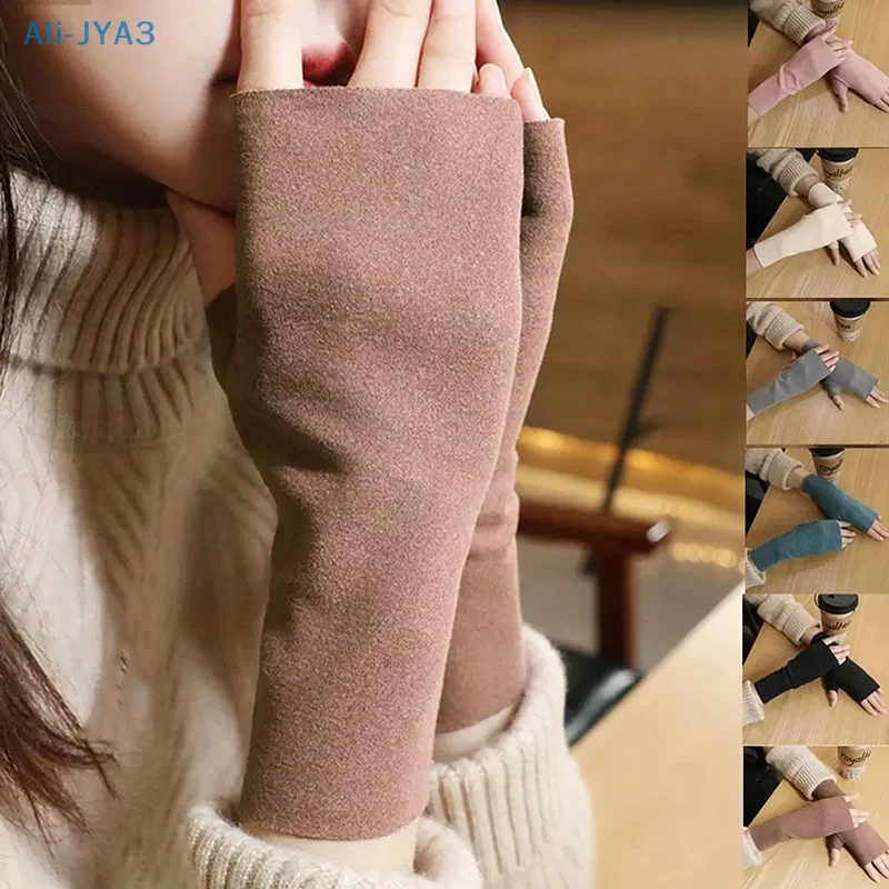 

Women Fingerless Gloves Winter Warm Touch Screen Half Finger Gloves For Women Outdoor Cycling Velvet Mittens