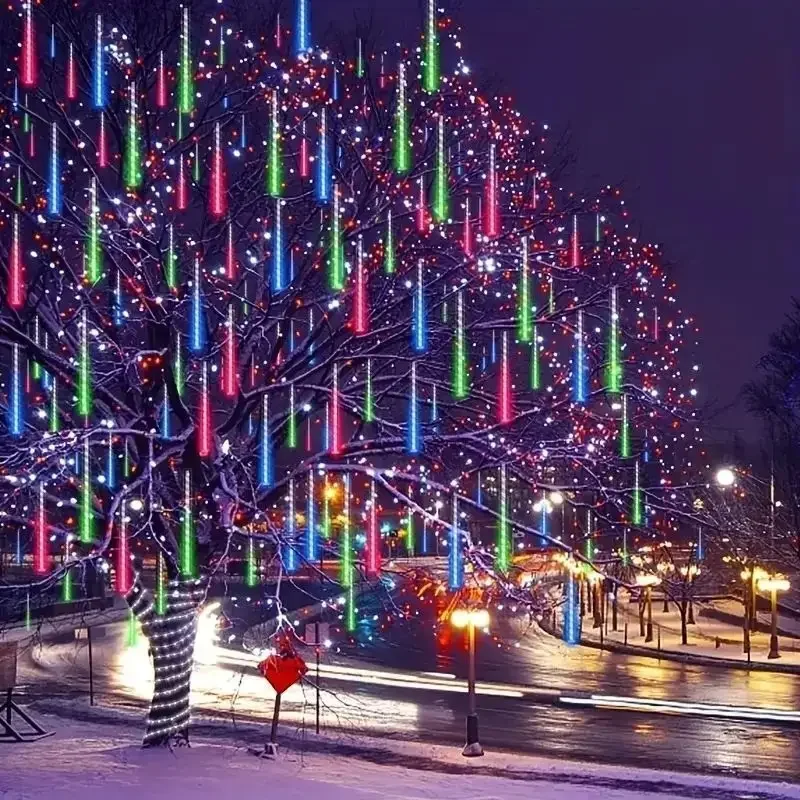 1/2/3/4 Set Meteor Shower Garland Holiday Light String Outdoor LED Fairy Festoon Lights Garden Street Christmas New Year Decor