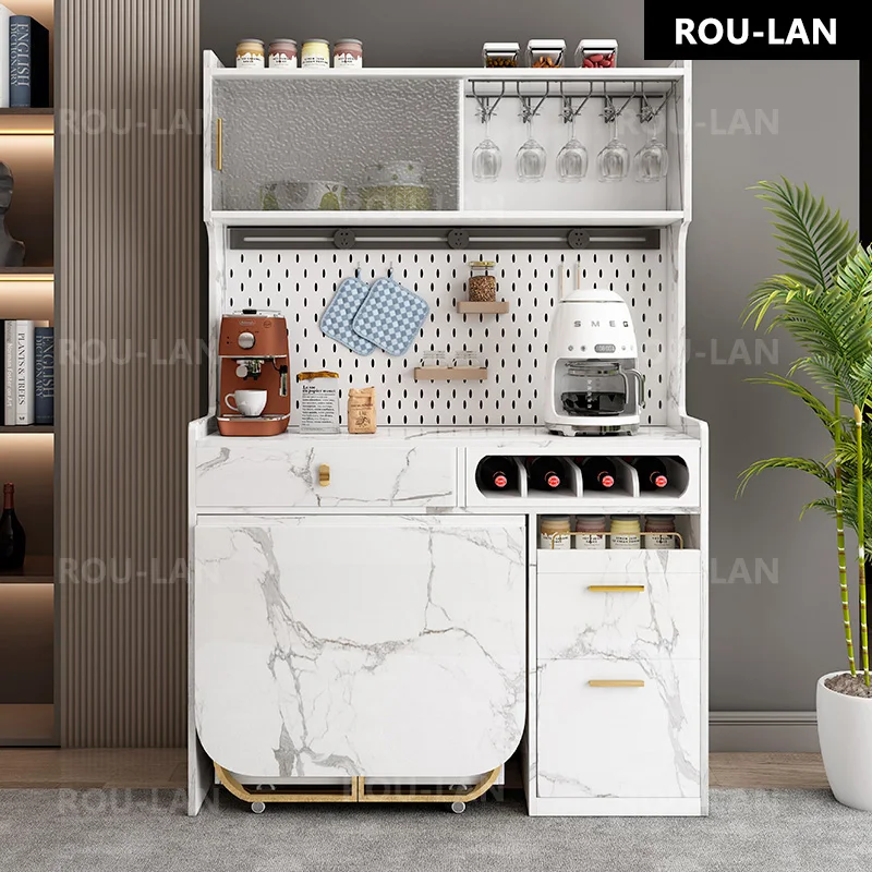 Multifunctional Dining Sideboard With Retractable Folding Dining Table And Chairs Combination Small Table Sideboard