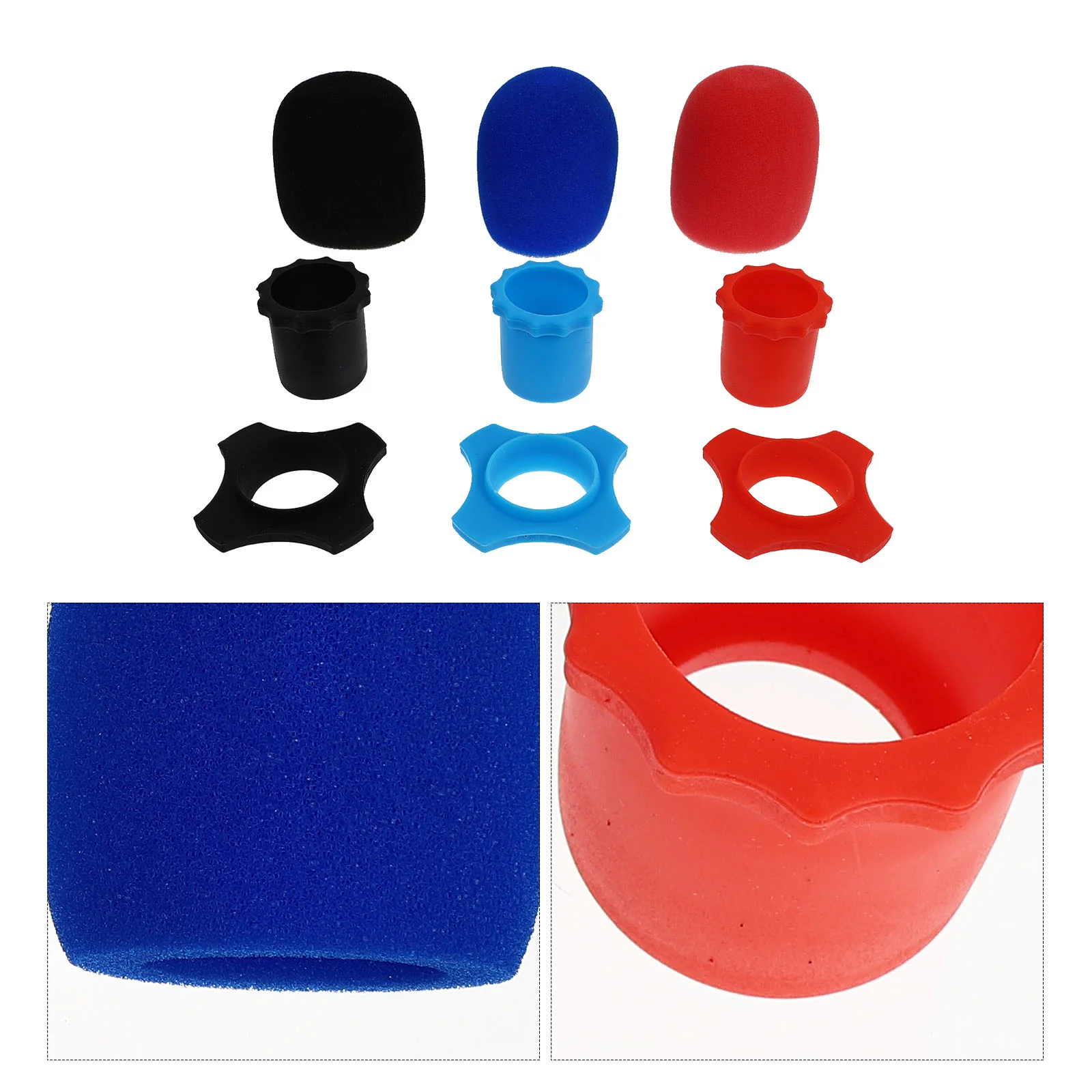 

9pcs Microphone Windscreen Sponge Cover with Rings Protector for Live Streaming Karaoke Mic Supplies