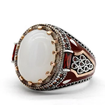 Classic Fashion Rings for Men Silver Color Knight Ring Luxury Domineering White Stone Zircon Inlay