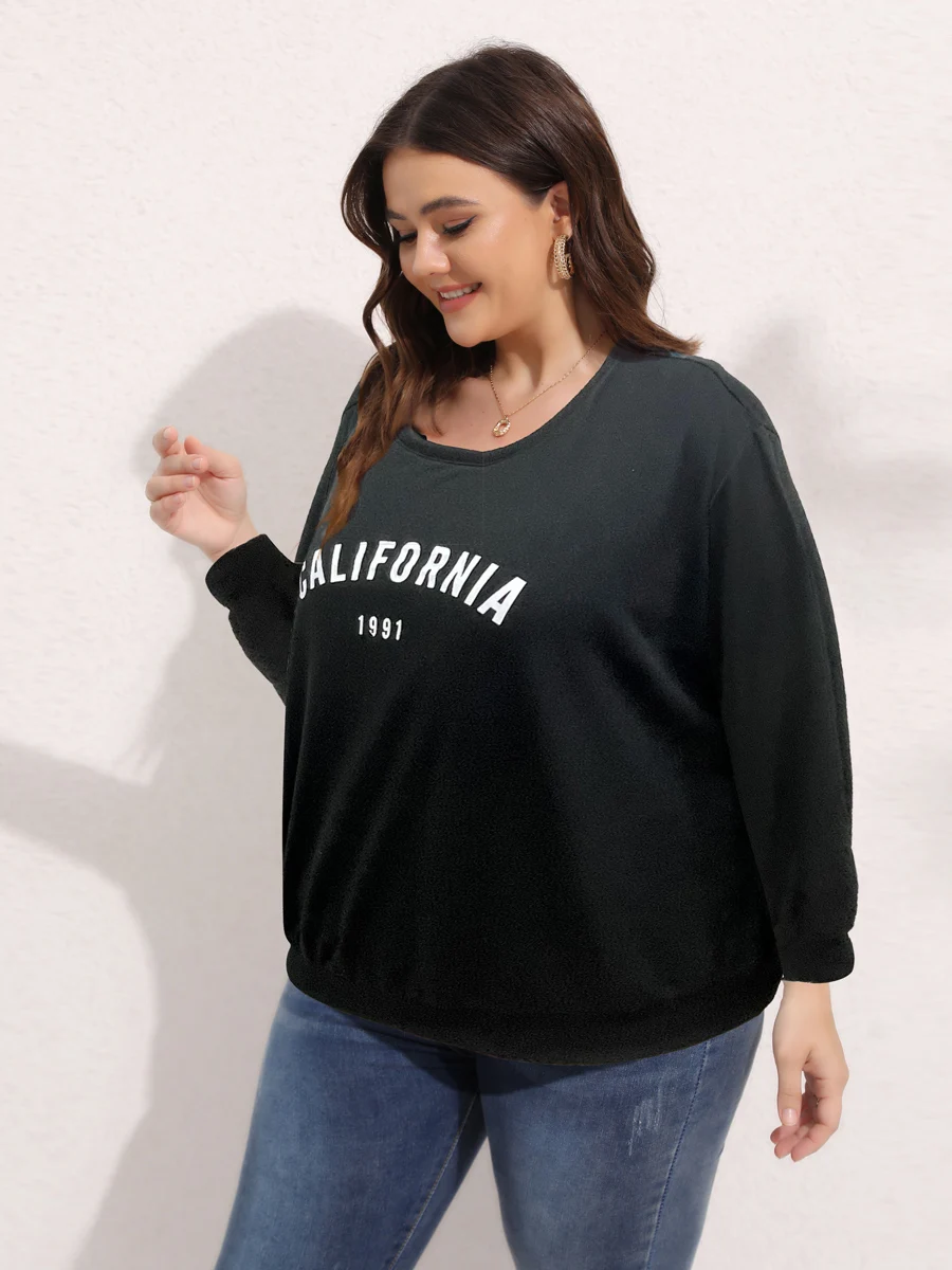 Finjani Plus Size Black Long sleeved T-shirt Women's Autumn Comfortable Round Neck Basecoat Loose Large Fat mm Top