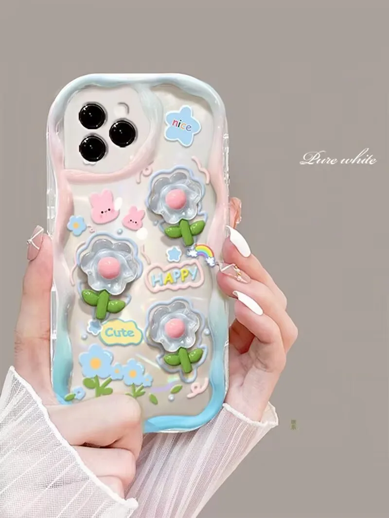 Elegant 3D Floral Chain Phone Case Cover