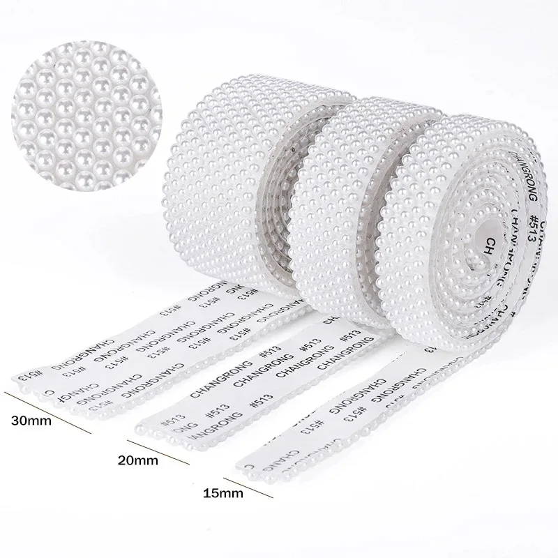 

1 Yard Self Adhesive Pearls Rhinestone Sticker Chain Resin White Half Round Pearl Ribbon for DIY Crafts Accessories Decoration