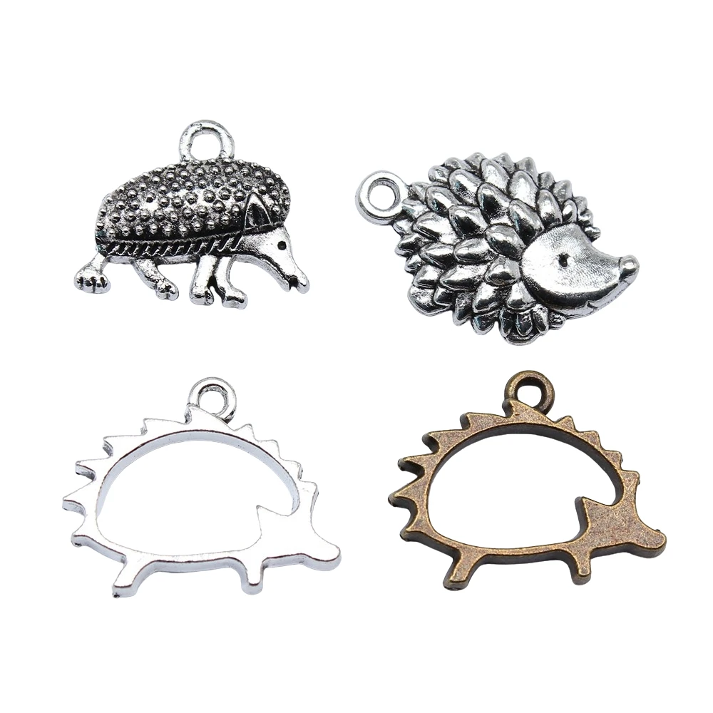10pcs 중공 동물 고슴도치 Hedgepig 매력 펜 던 트 만들기 DIY 수 제 티벳 보석 찾기