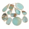 Trendy Natural Amazonite Gold-Plated Edge Charms Pendant Water Drop Oval Round Pendant for Jewelry Making DIY Necklace Bracelets 3