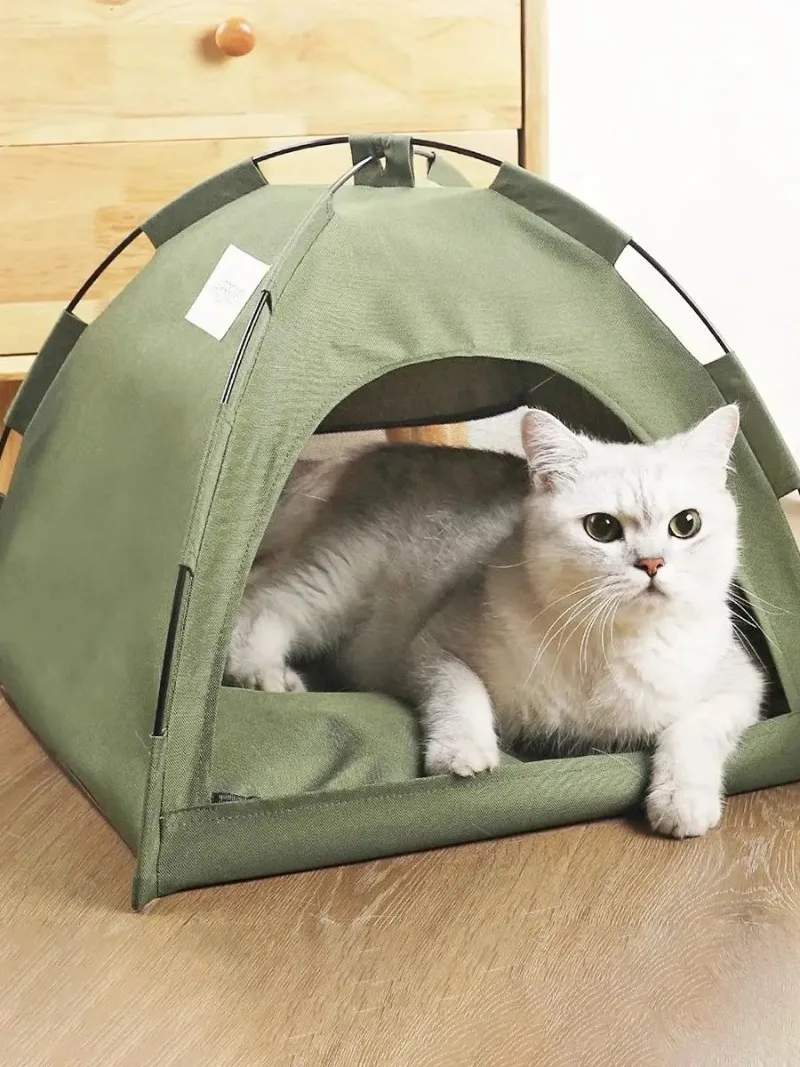 Summer Pet Tent Bed Solid Color Simple Style Breathable Cool Cat Dog Closed Rest Nest Suitable for Small and Medium-sized Pets