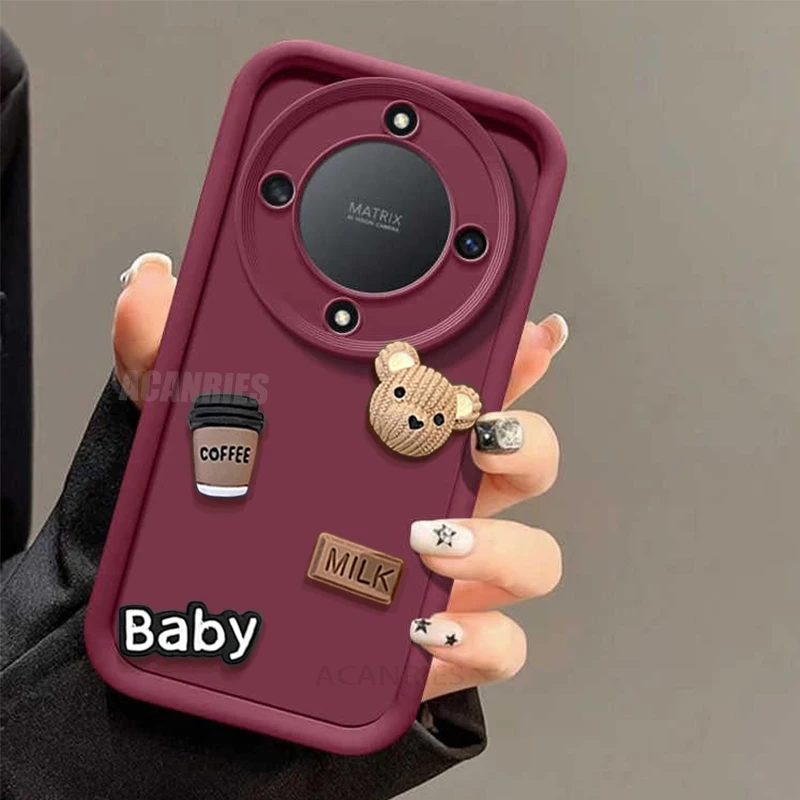 3D Bear Liquid Silicone Cartoon Soft Phone Case - Cute Design