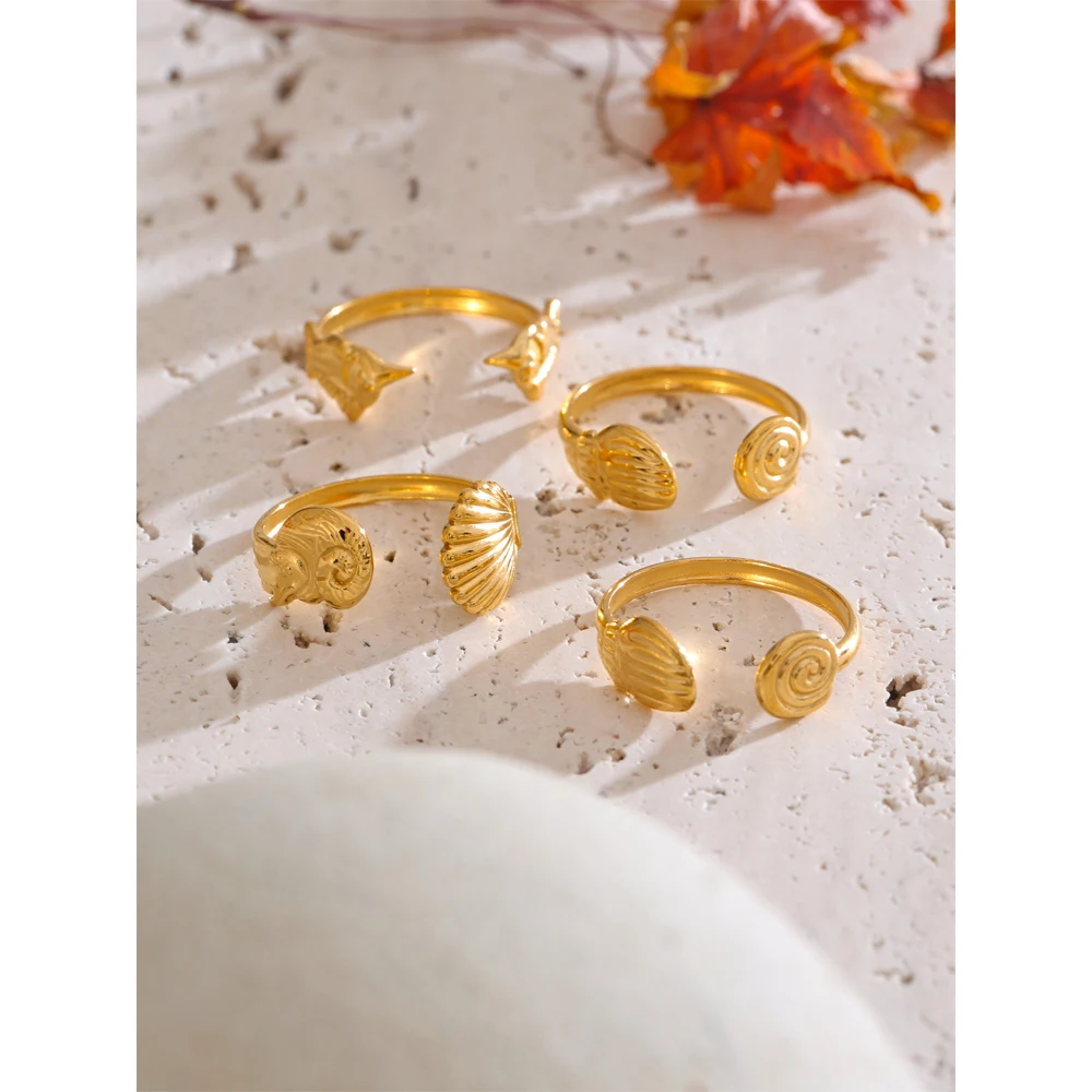 Yhpup Adjustable Ring 18K Golden Plated Stainless Steel